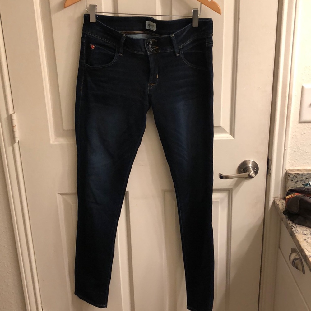 Hudson Dark Wash Double Button Skinny Jeans
